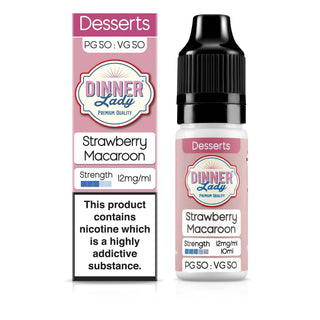 Product packaging for Dinner Lady Strawberry Macaroon 12mg 50/50 E-Liquid