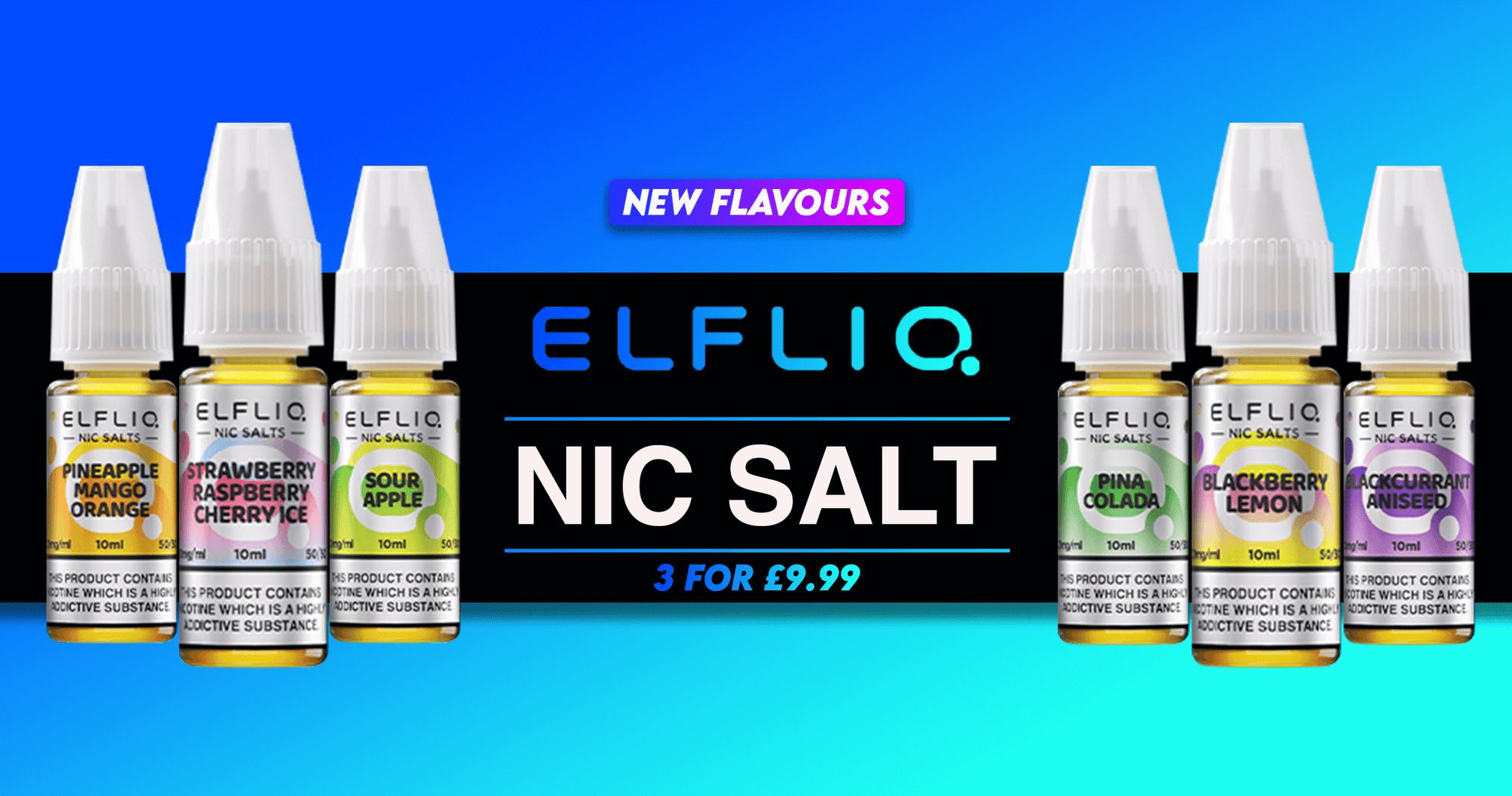 Image of elfliq NIC Salt Best Seller banner showcasing new flavours