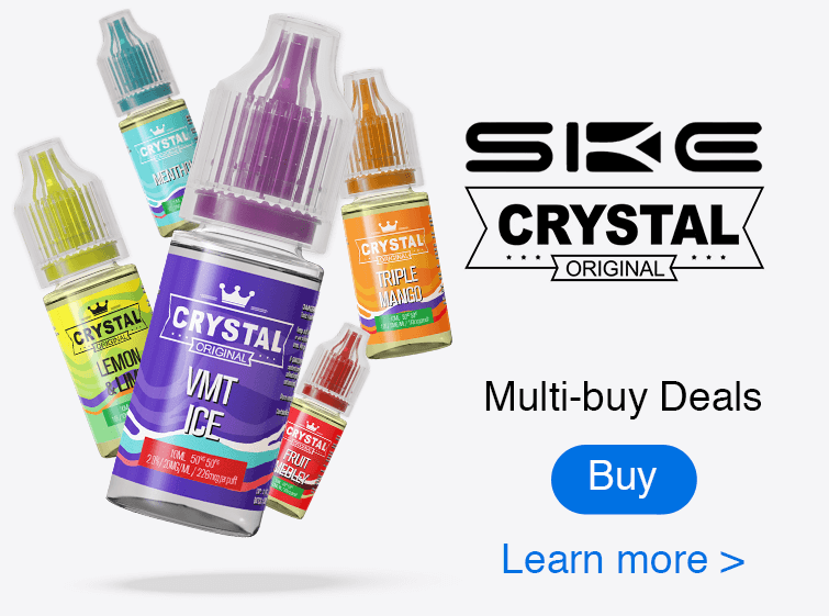 SKE Crystal original vape juice. Multi-buy deals. Buy / Learn more.