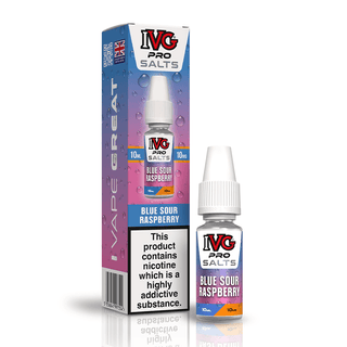 IVG Pro Salts Blue Sour Raspberry 10ml nic salt e-liquid bottle and box