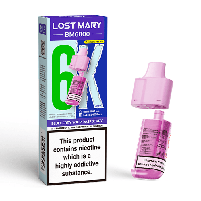 Blueberry Sour Raspberry Lost Mary BM6000 Prefilled Pods