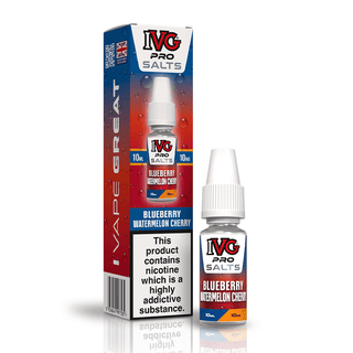 IVG Pro Salts Blueberry Watermelon Cherry 10ml nic salt e-liquid bottle and box