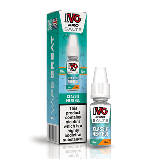 IVG Pro Salts Classic Menthol 10ml nic salt e-liquid bottle and box