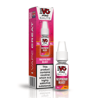 IVG Pro Salts Raspberry Blast 10ml nic salt e-liquid bottle and box