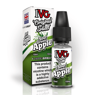 IVG Original Salts Sour Green Apple 10ml nic salt e-liquid bottle and box
