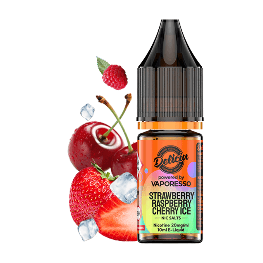 Strawberry Raspberry Cherry Ice V2 Deliciu E-Liquid by Vaporesso Tablites Strawberry Raspberry Cherry Ice V2 Deliciu E-Liquid by Vaporesso Tablites