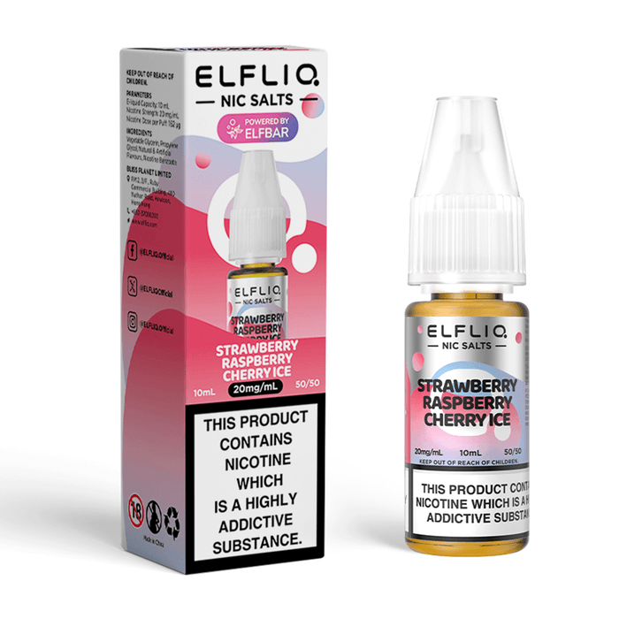 Strawberry Raspberry Cherry Ice Elfliq Vape Juice by Elf Bar - 4895255209645 - TABlites