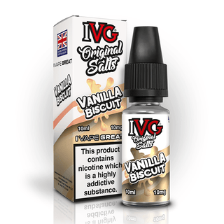 IVG Original Salts Vanilla Biscuit 10ml nic salt e-liquid bottle and box