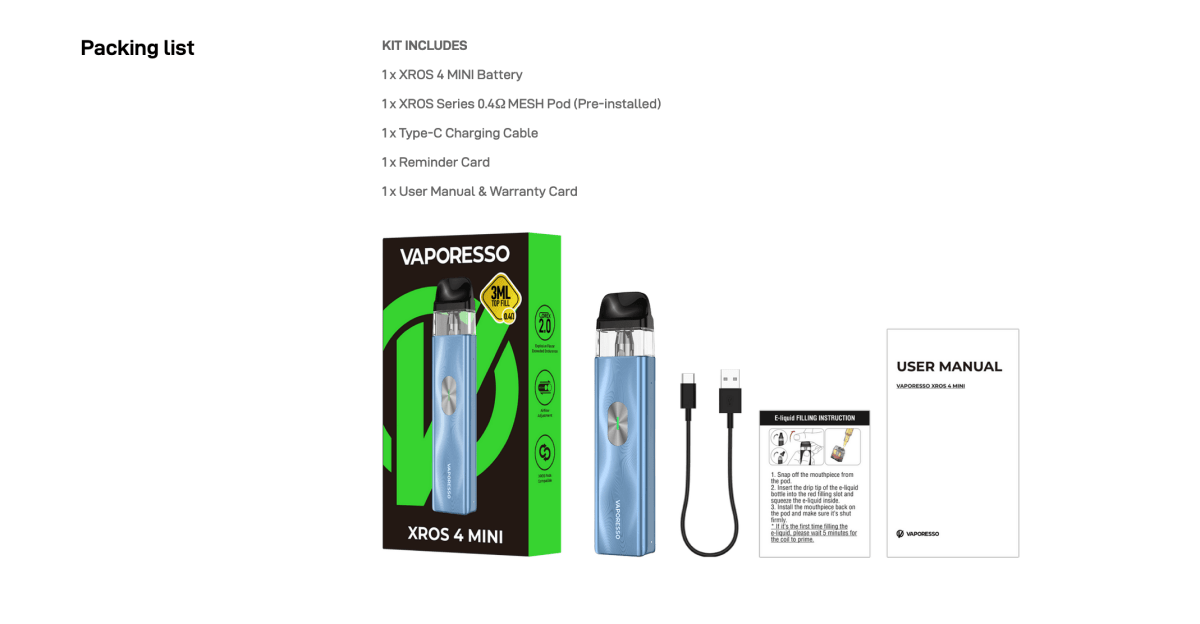 Vaporesso XROS 4 Mini Vape Kit- 20995 - TABlites