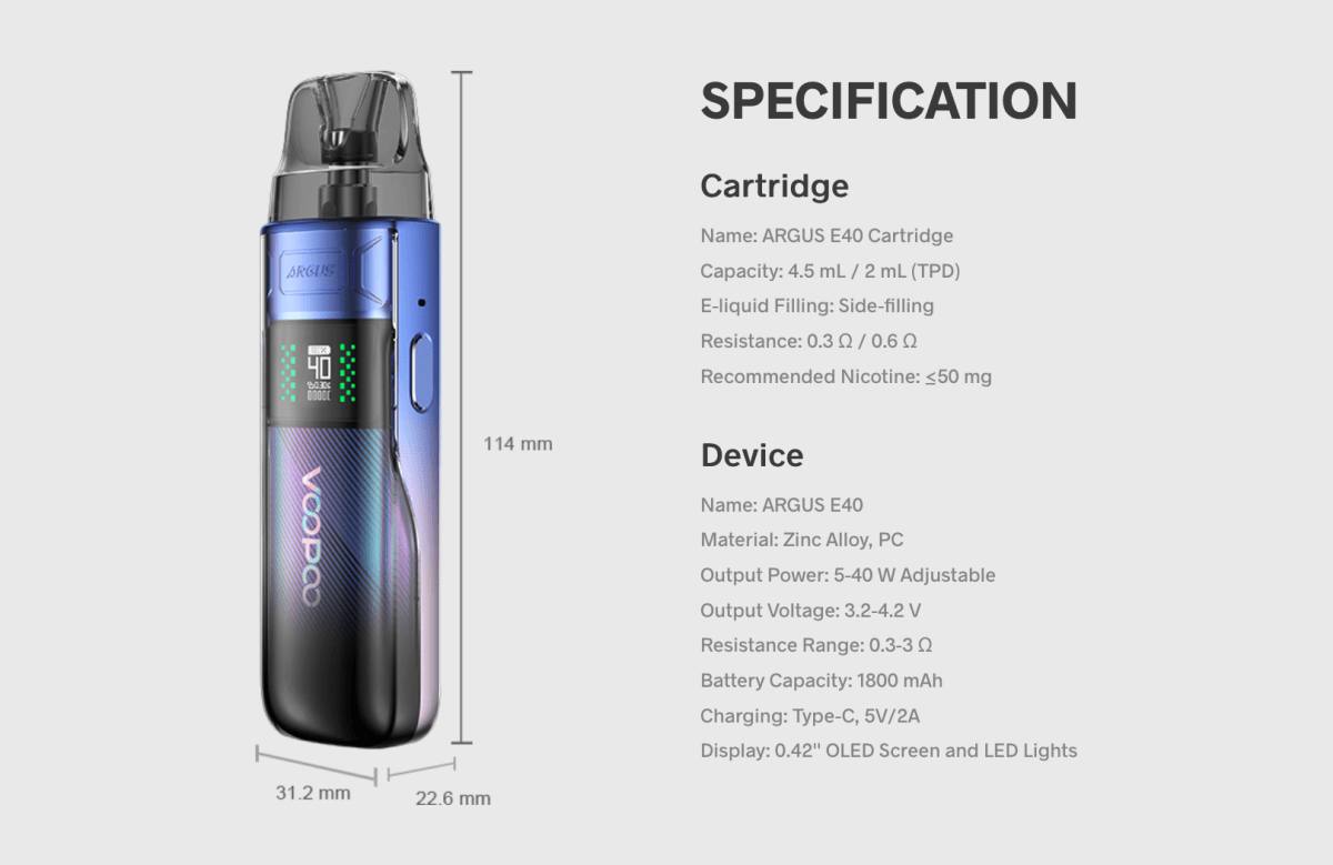 Voopoo Argus E40 Kit Voopoo Argus E40 Pod System Kit Voopoo Argus E40 Kit Voopoo Argus E40 Pod System Kit
