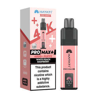 White Peach Raspberry Hayati Pro Max+ 4K Prefilled Pod Vape Kit