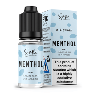 SIMPLE ESSENTIALS MENTHOL ELIQUID 10ML BOTTLE 50/50 PG/VG