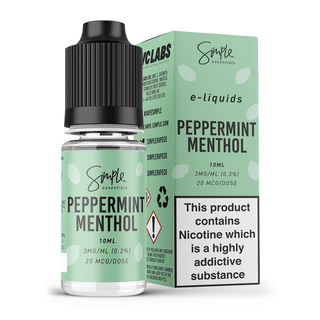 SIMPLE ESSENTIALS PEPPERMINT MENTHOL ELIQUID 10ML BOTTLE 50/50 PG/VG