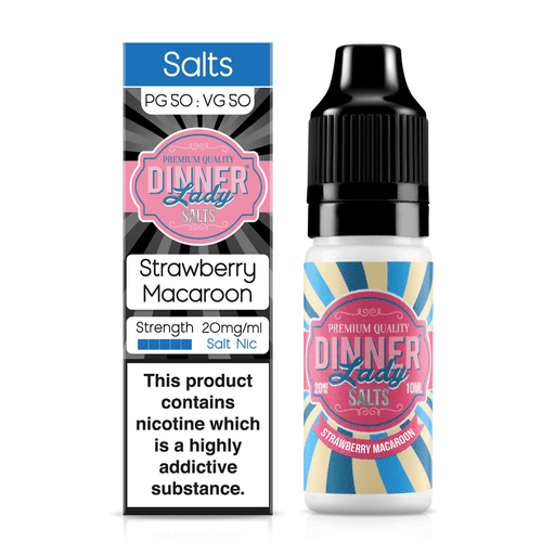 Strawberry Macaroon Nic Salt E-Liquid by Dinner Lady 10ml- 5056276668586 - TABlites